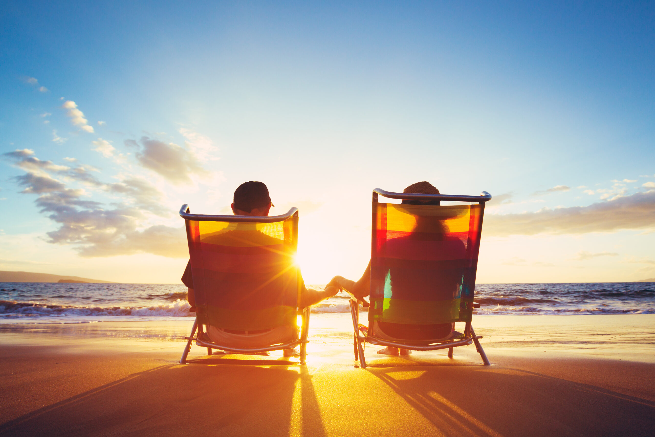 Retired couple at the beach